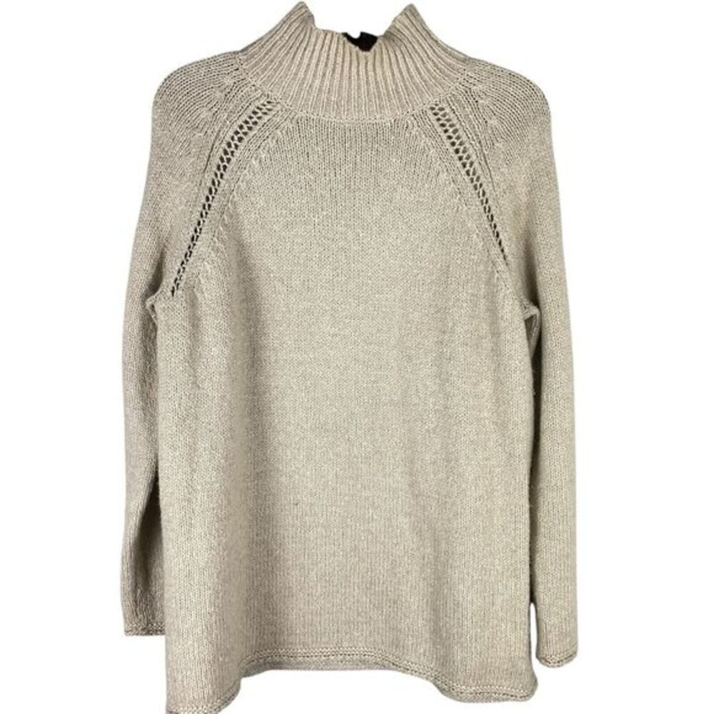 J Jill Pullover Sweater XS Ivory Cable Knit Old Money Preppy